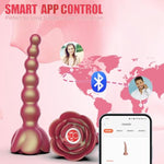 Anal Beads Butt Plug Vibrator - Rose Adult Sex Toys App Remote Control G-Spot Vibrators Stimulator With 9 Vibrating Modes, Waterproof Rechargeable Prostate Vagina Massager For Women Men Couple Orgasm