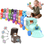 Farm Animal Train Toys For Toddler 1 2 3 4 Years Old, Learning Montessori Counting, Matching, Sorting With 1 Farmer &10 Animals,Barns,Keys, Fine Motor Games, Birthday Gift For Boys Girls
