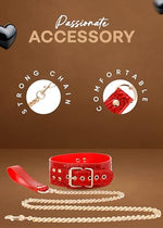 Spanking Paddle for Adults, Sex Handcuffs for Grownups Bedroom with Chain Leash Fuzzy Hand Cuff Set, BDSM Collar and Leash for Women - 3pcs Red Bondage BDSM SM Starter Kit Restraints Set for Play