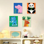 4 Pack Framed Paint by Numbers Kit for Kids Ages 6-12, Animal Canvas Painting Set