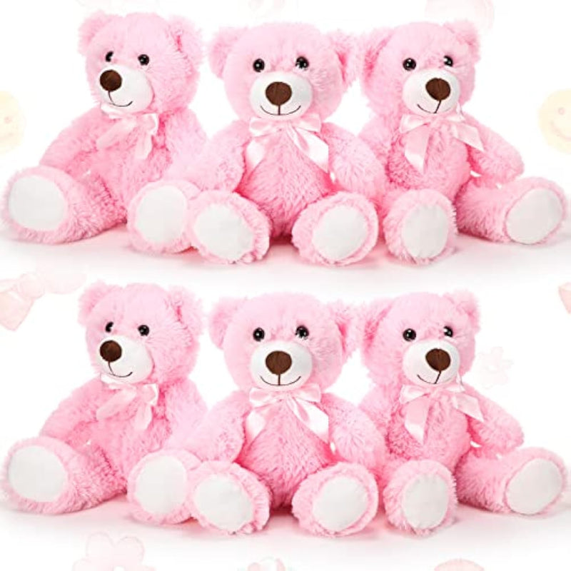 6 Pieces Christmas Bear Bulk Stuffed Animal Baby Shower Soft Cute Bear Plush Toys Sleeping And Playing Baby Shower Birthday Party Favor Decorations
