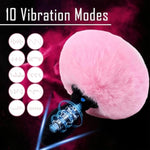 Bunny Tail Butt Plug Vibrating Buttplug Remote Anal Plug Vibrator Furry Tail Plug Faux Fur Silicone Analplug Sex Things For Couples Kinky Toy For Role Play Women Prostate Sexual Stimulation Device