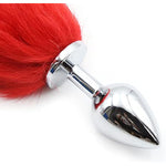 Anal Plug Stainless Steel With Fox Tail Fetish Fox Tail Butt Plug Erotic Buttplug Sexy Cosplay Anal Dildo Sex Toy Smooth Anus Toy Buttplug Anal Toy-Red & White