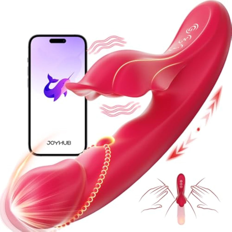 Thrusting Vibrator Dildo Sex Toys - 5In1 App Control Women Adult Toys With Heating, 9×10 Modes Rabbit Vibrators For Clitoral G Spot Stimulation, Couples Female Rose Sex Toy For Vagina Anal