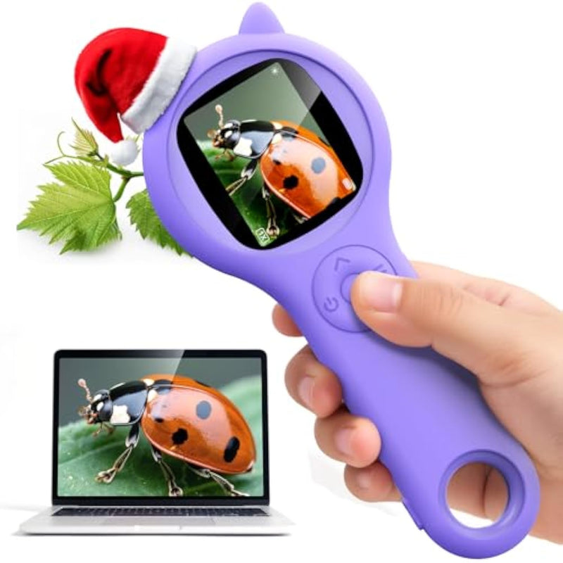 Microscope For Kids - Mini Pocket Handheld Microscope For Toddlers-Stem Educational Science Kit Toys For Christmas Birthday Gifts Toys For 5 6 7 8 9 10 11 12 Year Old Girls?Purple?