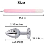 Butt Plug Fox Tail Cosplay Anal Plug Anal Butt Plug Adult Sex Toys For Beginner Women Men Couple (31" Pink-White-1)
