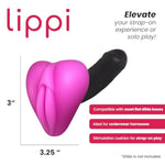 Soft Silicone Dildo Base Cushion with Plump Lips and Faux Clit for Strap-On Wearers