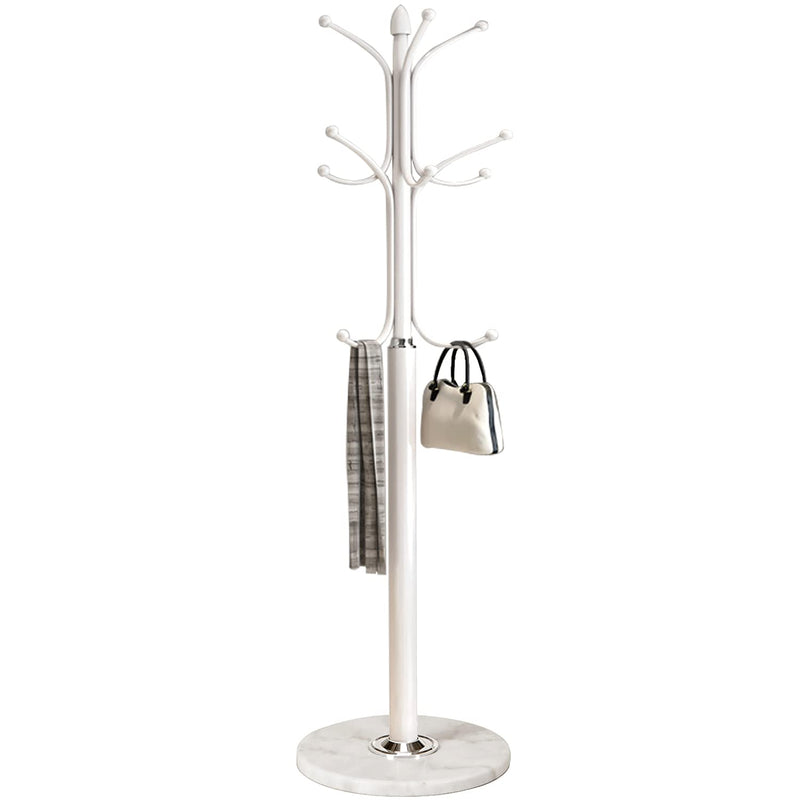 Metal Coat Rack Stand With Natural Marble Base, Free Standing Hall Tree With 1