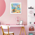 7 x 7 Inch Diamond Art Kit for Kids with Wooden Frame, 5D Gem Painting Craft
