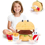 4-In-1 Hamburger Plush Toys With Baby Plushies, 4Pcs Set Stuffed Animals Surprise Inside, Soft & Squishy Cheeseburger Pillow Plushies Decor, Cuddly Stuffed Toys Gift For Kids & Adults