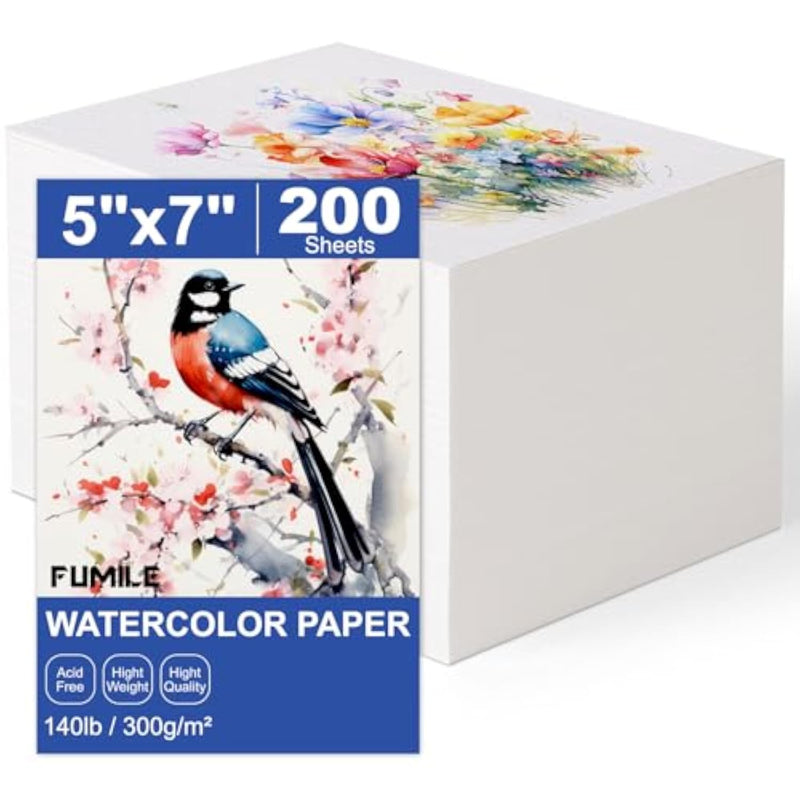 200 Sheets Watercolor Paper, 5 x 7 Inch, 140 lb 300 GSM Cold Press
