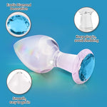 Crystal Glass Anal Plug with Luxury Jewelry, Light Blue, L