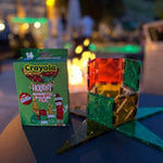 Crayola Holiday Glitter Magnetic Tiles, Building Set For Kids, Magnetic Building Toys For Kids, Stem Travel Toys For Boys And Girls Ages 3+, 14-Piece Set (Holiday Glitter)