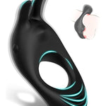 Vibrating Cock Ring With Rabbit Design, Rechargeable Penis Ring Vibrator With 9 Vibration Modes, Erection Pleasure Enhancing Mens Vibrator For Couples Play,Silicone Adult Sex Toys & Games (Black
