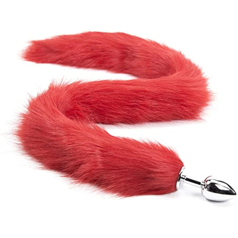 Butt Plug Fox Tail Cosplay Anal Plug Anal Butt Plug Adult Sex Toys For Beginner Women Men Couple (31" Red-1)