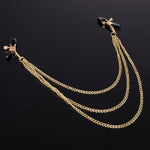 Bdsm Adjustable Metal Nipple Clamps With Chain Non Piercing, Nipple Adult Sex Toys For Women Couples, Breast Flirting Stimulation Bondage Wellness (Golden Triple)