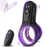 Vibrating Cock Ring,Penis Ring For Men,Silicone Dual Ring Men‘S Vibrator With 9 Vibration Modes,Chastity Devices Male Maturabator Adult Toys Longer Harder Stronger,Male Sex Toy For Men Couple Play