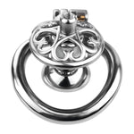 Male Chastity Cage With Catheter And Urine Tray Steel Cock Cage With Heart Shaped Cage Body And Curved Rings Sex Toys Metal Chastity Device With Concealed Lock For Man Penis Restraints (1.77In,B)