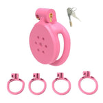 Flat Chastity Cage Male With 4 Penis Rings Lightweight Chasity Device In Invisible Lock Design Small Cock Cages Sm Sissy Sex Toys For Men, Couples (I Generation,Pink)