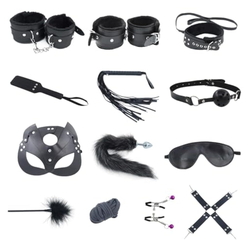 Bdsm Set Sex Bondage Restraint - With Adjustable Handcuffs And Anal Plug Toys Bondage Set Adult Game Sex Toys For Men And Women Couples. (12)