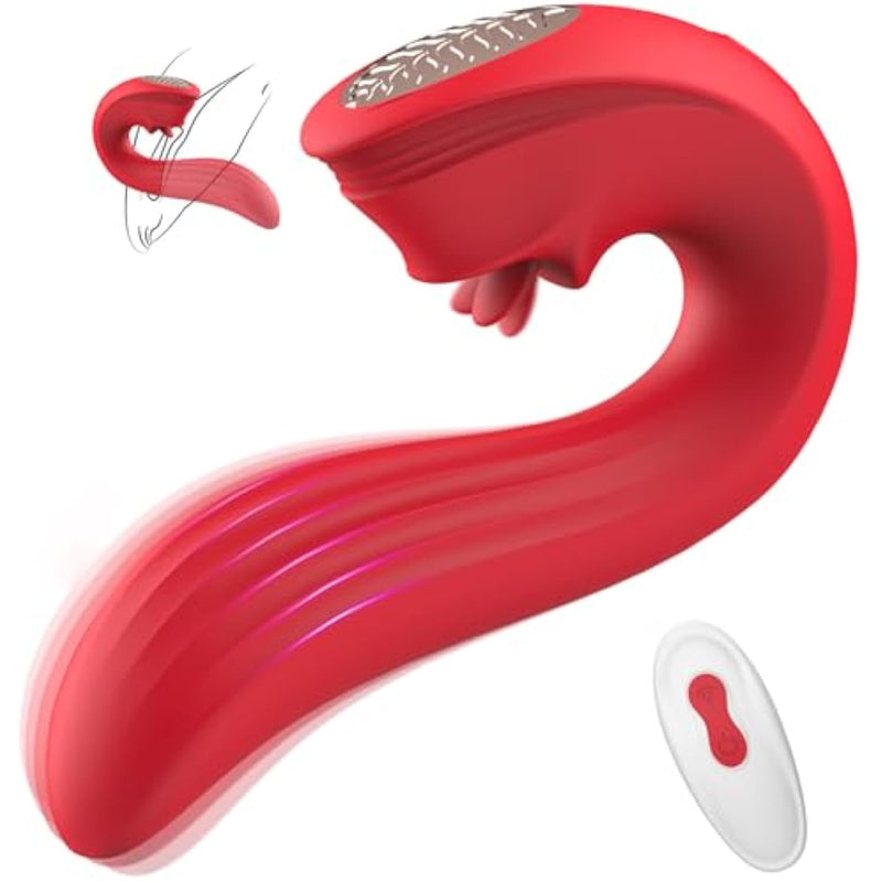 Vibrator Adult Sex Toys For Women - 3 In 1 Tongue Thrusting Vibrators Dildo Rose Sex Toys With 9 Licking Clitoral & 9 Vibration Mode, G Spot Clit Stimulator Pleasure Tools For Female Couples Games