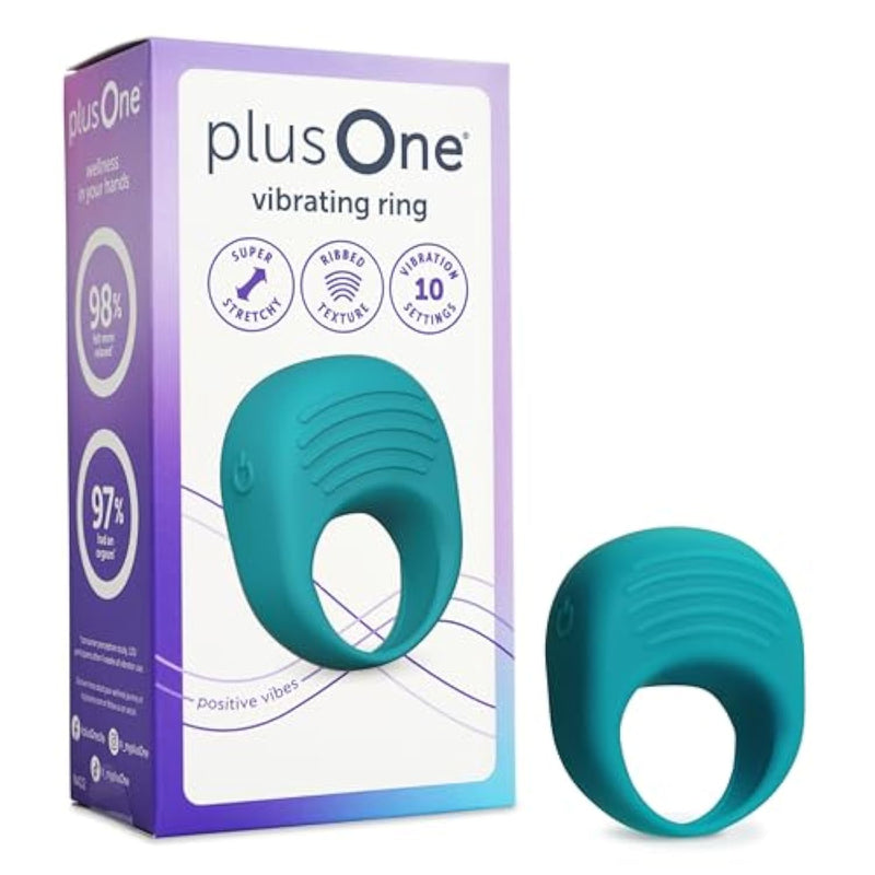 Vibrating Ring For Couples Or Individuals, Body-Safe Silicone, Waterproof, Usb Rechargeable, Massager With 10 Vibration Settings, Teal