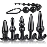 Beginner To Advanced Anal Training Kit 6-Piece Soft Silicone Butt Plug Set With Tapered & Beaded Designs For Comfortable Gradual Play Flexible & Body Safe