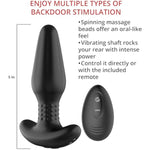 Carl Jr Remote Control Vibrating Rimming Anal Plug, Spinning Beads For Oral Like Stimulation, 10 Function Vibrating Butt Plug, Waterproof Silicone, Usb Rechargeable, Adult Toy For Men Women