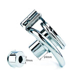 Male Chastity Cage Device With Cock Ring Lock Stainless Steel Negative Lock Series Single Double Layer Down Press Chastity Lock 52D (Double - Ring 45Mm)