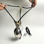 Male Chastity Belt Stainless Steel Invisible Underwear Belt Lockable Pants Light All -Inclusive With Penis Cage For Aldult Man (Black, 60-90Cm)