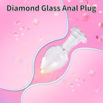 Crystal Glass Anal Plug With Luxury Jewelry Butt Plug Fetish Anus Stimulation Unisex Adult Anal Sex Toy (Pink, S)