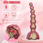 Anal Beads Butt Plug Vibrator - Rose Adult Sex Toys App Remote Control G-Spot Vibrators Stimulator With 9 Vibrating Modes, Waterproof Rechargeable Prostate Vagina Massager For Women Men Couple Orgasm