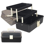 13 Inch 3-Layer Craft Storage Box with Handle for Art Supplies, Black