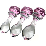 3-Piece Rose Glass Anal Plug Set, Crystal Glass Anal Plug,Anal Trainer, Crystal Butt Plug,Anal Expander Training Sex Toys Anal Masturbation Plug For Men Women Gay And Couples