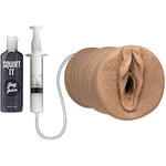 Doc Johnson Squirt It - Squirting Pussy - ULTRASKYN Stroker with Syringe and 1 fl. Oz. Bottle of Joy Juice - Caramel