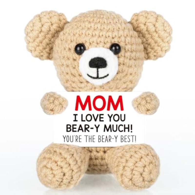 Mini Bear Christmas Mom Gifts From Daughter Son, Birthday Gifts For Mom Mother Mama, I Love You Handmade Emotional Positive Crochet Bear