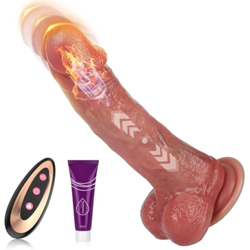 8.46" Thrusting Dildo Sex Toy Vibrator, Remote Control Realistic Dildos With 9 Vibrating & 3 Thrusting & Heating Modes, Silicone Strapless Strap-On Dildo Adult Toy Suction Cup For Women Couple