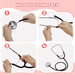 Kids Stethoscope, Real Working Nursing Stethoscope For Kids, Play Doctor Toy For Toddler, Boys Girls Doctor Nurse Cosplay Costume Accessories, Pink