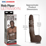Doc Johnson Signature Series - Rob Piper - 10.5 Inch Realistic ULTRASKYN Dildo with Removable Vac-U-Lock Suction Cup - F-Machine & Harness Compatible - for Adults Only, Chocolate