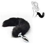 Butt Plug With Fox Tail, Women Stainless Steel Anal Plug With Plush Fox Tail, Anal Toys Buttplug Training, Fox Tail Plug Adult, Sm Sex Toys For Couples Flirt Play Fetish Cosplay (Black)