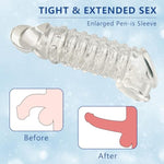 Reusable Penis Sleeve With Cock Ring Sex Toys,Ultra-Soft Silicone Penis Cuff Thickened Testicle Ring Male Adult Sex Toys,Penis Extender And Penis Enlarger For Men (Transparent)