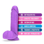 Blush Neo 11.5" Realistic Dildo W/Balls, Dual Density Large Thick Lifelike Soft Penis, Suction Cup, Harness Compatible - G-Spot & Anal Play Firm Cock, Adult Sex Toy For Women, Men, Couple - (Purple)