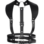 Men's Vintage Leather Body Harness with Adjustable Buckle Strap for Couples Costume