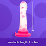 Heart Realistic Dildo | 8 Inch Suction Cup Dildo For Women | Liquid Silicone Curved Strap On Harness Compatible | Curved G Spot Stimulator | Adult Sex Toys For Couples | Clear & Pink