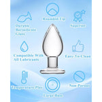 Glass Anal Butt Plug Glass Trainer With Large Base - Glass Ball 1.96 Inch Diameter Butt Plug - Clear Anal Toys G Spot Stimulation Prostate Massager For Men Women
