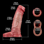 Male Penis Sleeve Cock Enlargement Extender Sleeve Realistic Penis Rings Delayed Ejaculation Glans Ring Scrotum Ball Stretcher Pleasure Enhancing Liquid Silicone Sex Toys (L)