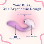 2 In 1 Personal Vibrator Massager For Women, Suction & Vibration With 3 Interchangeable Suction Heads, Cordless, 10 Modes, Female Tools For Relaxation & Muscle Relief, Rechargeable