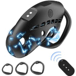 Chastity Device Set, Electric Shock Chastity Cage Smart Remote Cock Cage With 9 Frequency Stimuli & 3 Different Sized Cock Rings Adult Sex Toy For Men Penis Exercise
