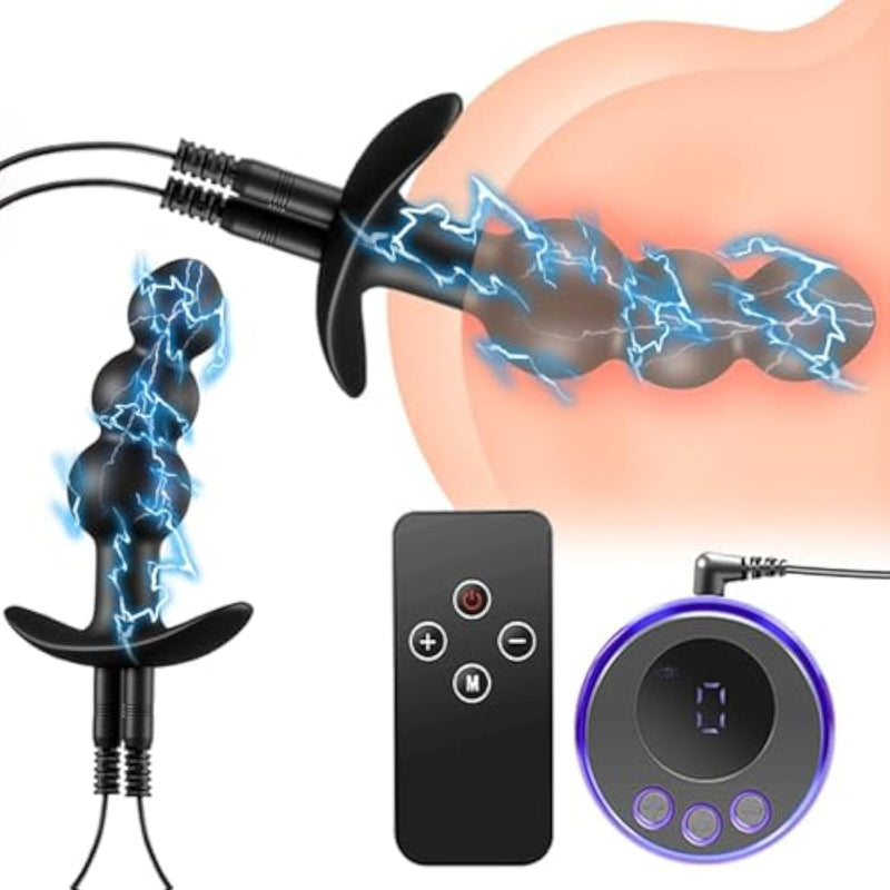 Electric Shock Silicone Anal Plug, Anal Plug Dilator, Electric Vibration Anal Plug Set, Remote Control Anal Plug, Anal Beads, Sm Anal Plug Sex Toys, Role Play Sex Toys (Anus Bead Shaped)