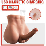 Male Sex Doll For Women With 7.1In Telescoping Huge Dildo, 11.5Lb Realistic Torso Sex Dolls For Men With Tight Anal, 2 In 1 Unisex Masturbator Sex Toy For Gay Couple, Brown